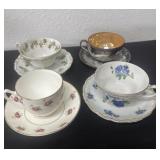 4 teacups and saucers