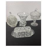 4 glass pieces one has broken leg and chipped