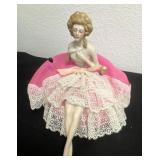 Antique Victorian porcelain lady Doll pin