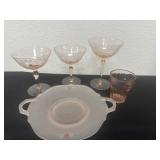 Group of depression glass with decor plate 2 have