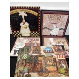 Group of chef pictures and place mats