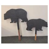 2 Wooden cut out bears yard