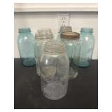 6 10ï¿½ and 9ï¿½ ball and Kerr mason jars.