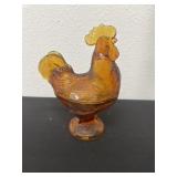 Vintage westmoreland glass amber rooster candy