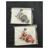 2 New Owl Rhinestone Pendants