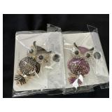 2 New Owl Rhinestone Pendants