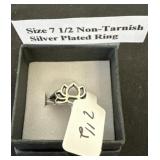 Size 7 1/2 non-tarnished silver plated ring