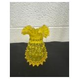 LOVELY VINTAGE EMPOLI ART GLASS YELLOW HOBNAIL