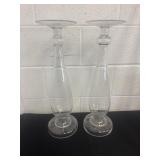 Two 20ï¿½ glass candle holders