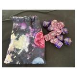 Group of Pink and Purple Dice with Bag