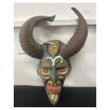 15ï¿½ hand-carved, painted wooden folk art mask