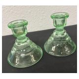 vintage green uranium glass depression candle