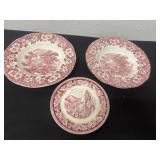 Vintage Red Ironstone Plate, Woodland large plate