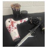 Make up brushes, blow dryer and curling iron