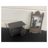 Mini Metal tea cart with vintage Homco wall