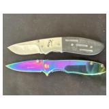 2 Pocket Knives one Iridescent one Timberwolf