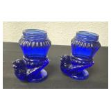 Vtg Boyds cobalt blue glass toothpick holder
