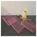 3 Metal baskets , paper towel , metal water can