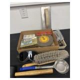 Group of trowels, brush Mallot and more