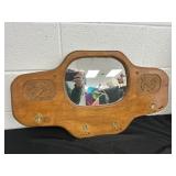 Wooden Decor Hall Mirror with Hooks 16x29.5