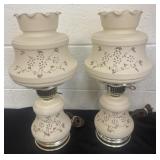 Two 18ï¿½ vintage hurricane lamps