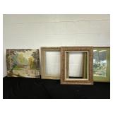 Two Wood Frames and Two Signed Artworks one is a