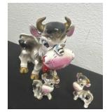 Vintage Wales Japan Ceramic Cow Family Figurine