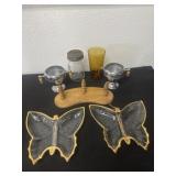 Butterfly fish and jar cups and  cream and sugar