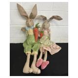 2 Vintage Style Stuffed Easter Bunnies