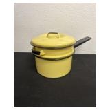 Enamel Double Boiler Yellow Vintage