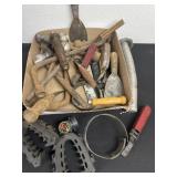 Group of misc tool and hitch balls and putty