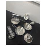 Stainless steel pans, ladles and measuring