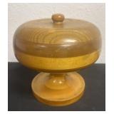 vintage turned wood pedestal bowl, 6.5ï¿½