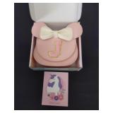 New one cocoa small leather purse with the letter