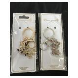 2 Kitty Rhinstone Keychains