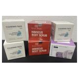 New clearing pads and hibiscus body scrub and