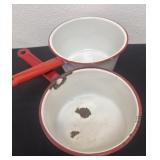2 enamel pots 8ï¿½ and 9ï¿½