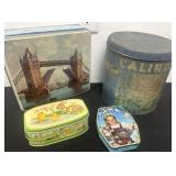 4 vintage tins