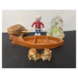 Bunny snow globe, salt and pepper shaker Mr bill