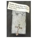 Quality warm silver Jesus on cross on Sterling