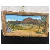 vintage desert landscape painting  19ï¿½x10ï¿½