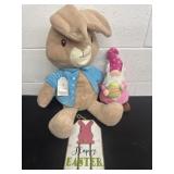 Peter rabbit and happy Easter gnome with happy