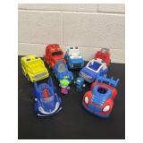 Group of kids toy cars and 2 little people