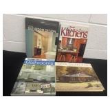 Kitchen, bathroom and log home books.