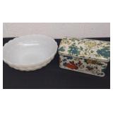 8 inch anchor Hocking milk glass bowl in the
