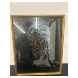 Face painted on black velvet 17 x 21