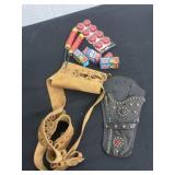 Leather cap gun holster,  jeweled cap gun holster