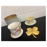 Gold shamrock and teaset and vintage teaset