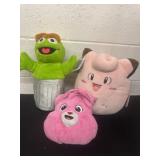 Pokemon, squishmallow care bear and sesame