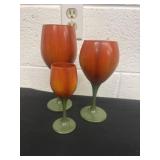 3 cute decorative wine glasses